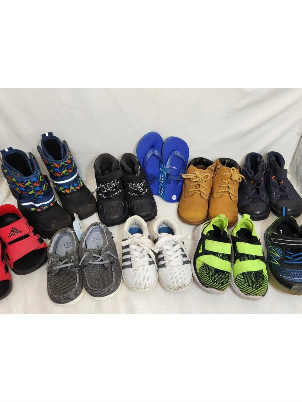 10 Pairs Of Toddler Boys Size 6.5-7 Shoes Boots Sandals Sneakers